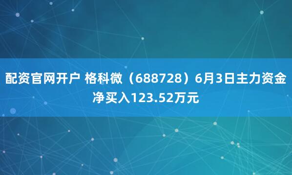 配资官网开户 格科微（688728）6月3日主力资金净买入123.52万元